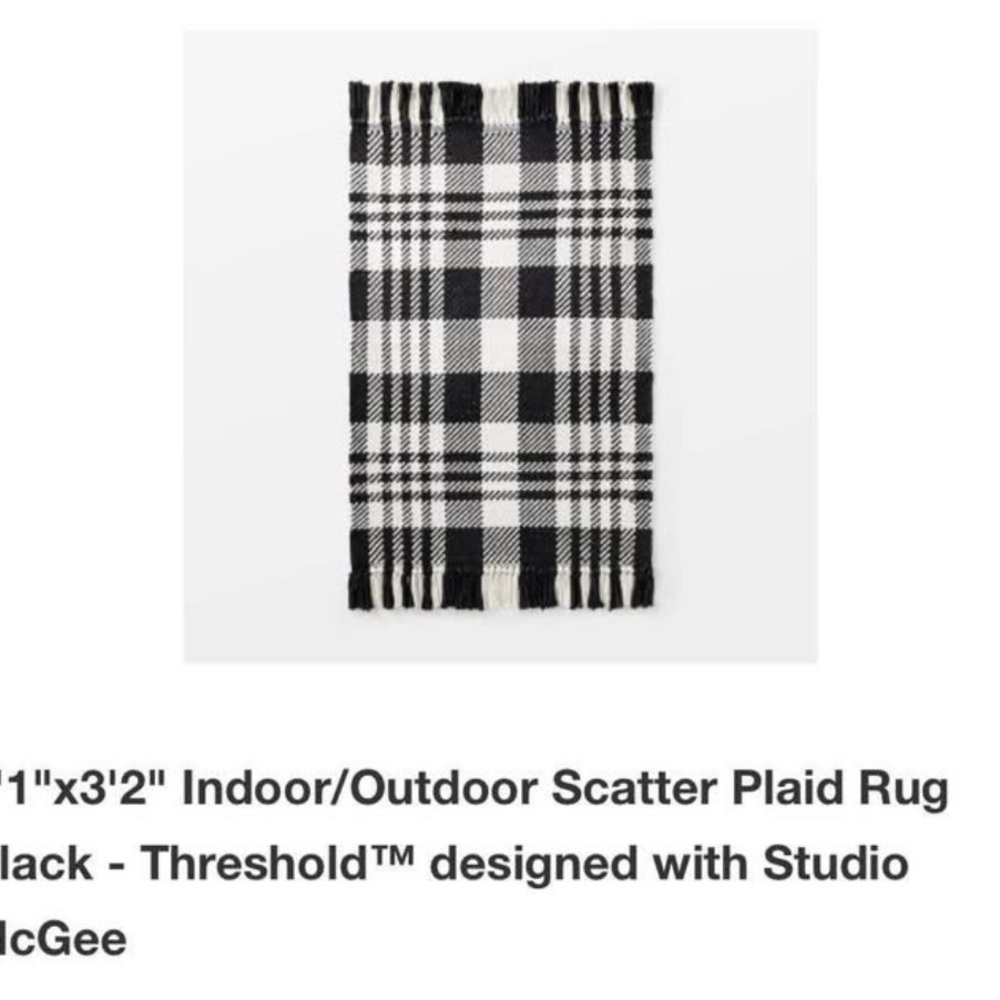 Threshold Black and White Plaid Door Mat